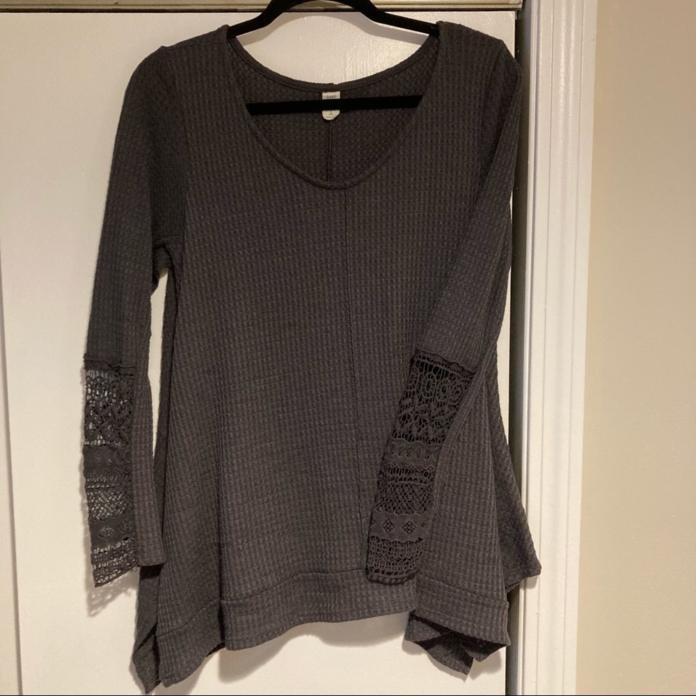 LAZY SUNDAYS Thermal Crochet Long-Sleeve Top - S